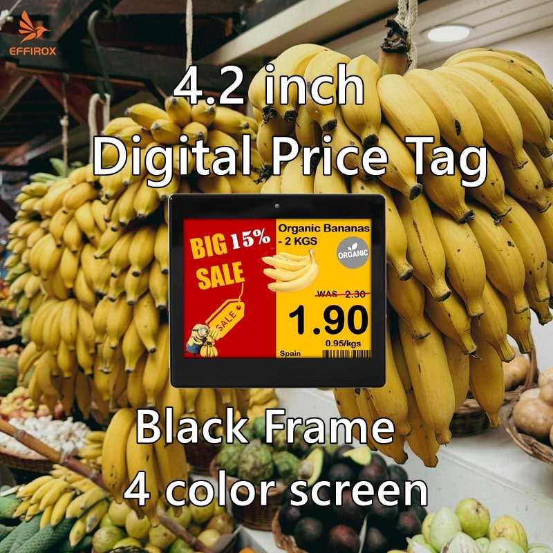 4.2 inch 4 Color E-ink Price Labels, Black Frame